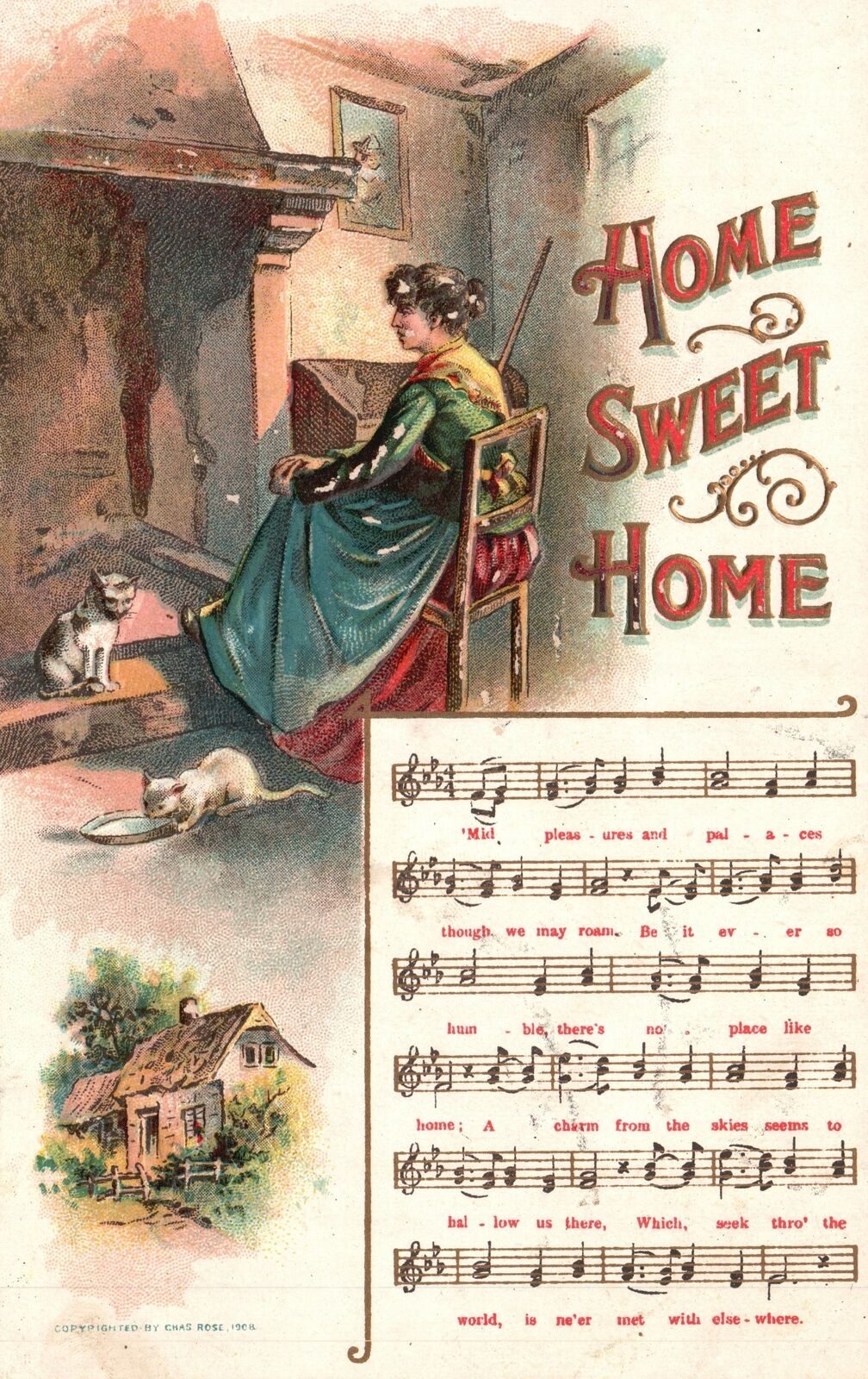 Vintage Postcard 1910\'s Home Sweet Home Remembrance Card Souvenir