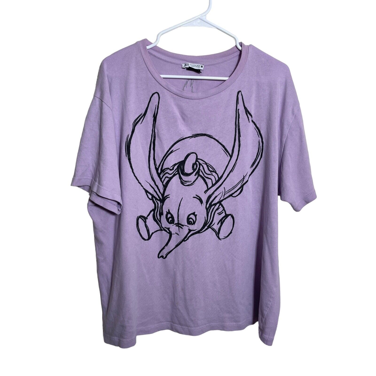 Zara Disney Dumbo Shirt Women\'s XL Purple Short Sleeve Dumbo and Timothy