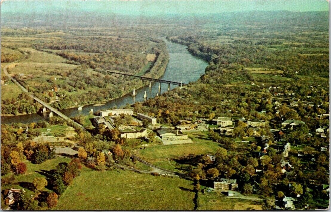 Shepherdstown WV Shepherd College Aerial View Potomac River Bridges postcard P36