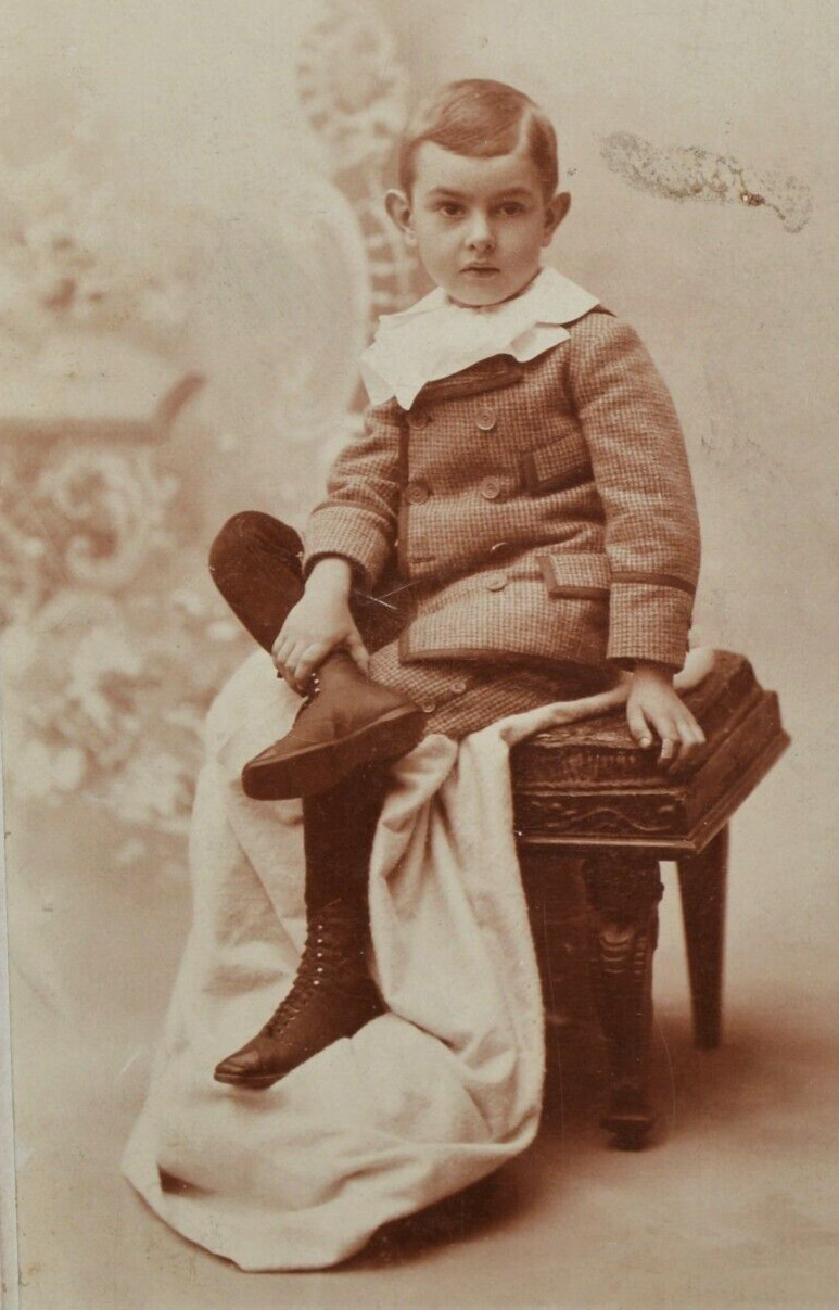 Victorian Child Kid young boy Vintage Antique Cabinet Card Photograph picture