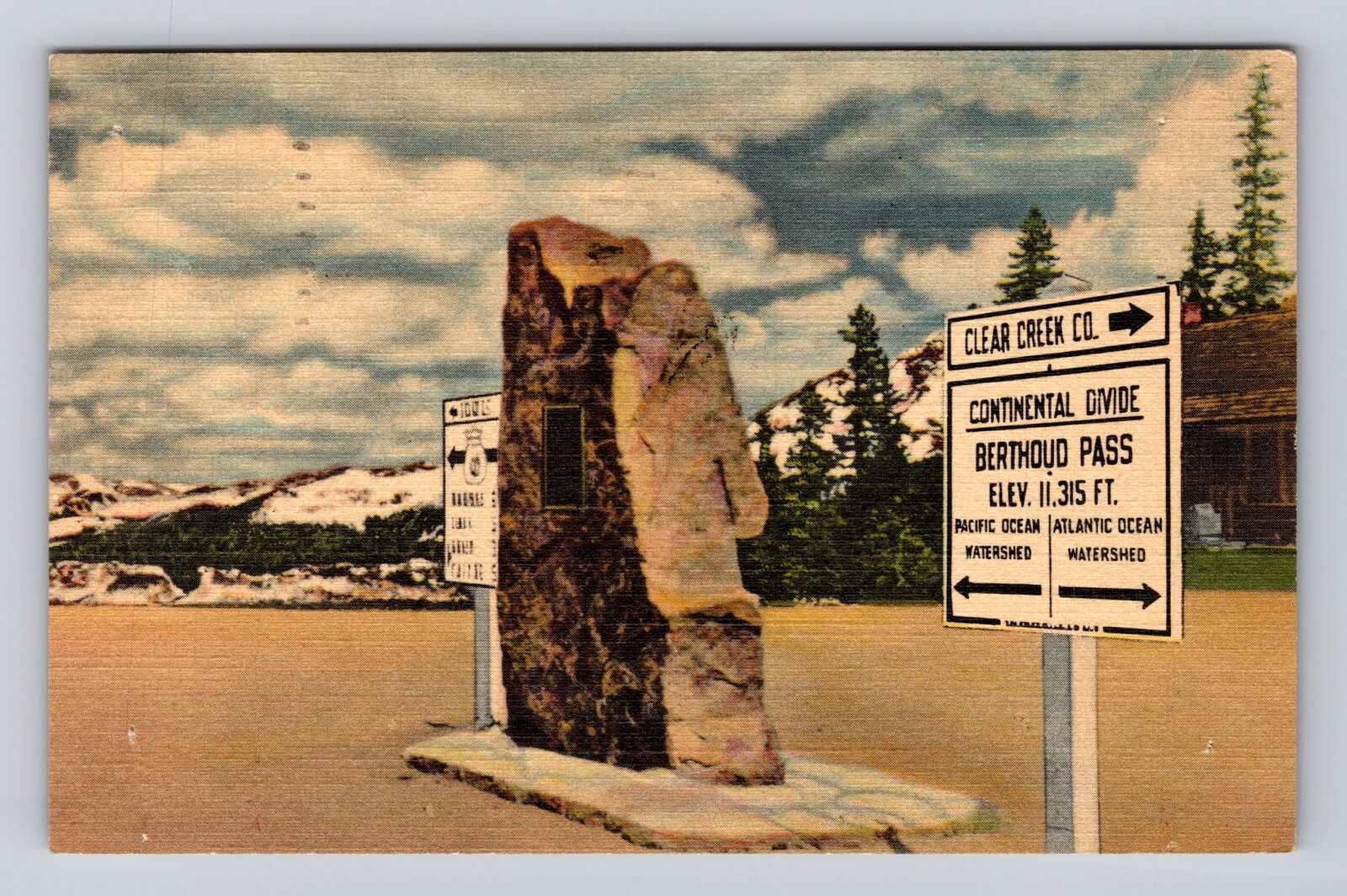 CO-Colorado, Markers At The Summit, Berthound Pass, Vintage c1950 Postcard