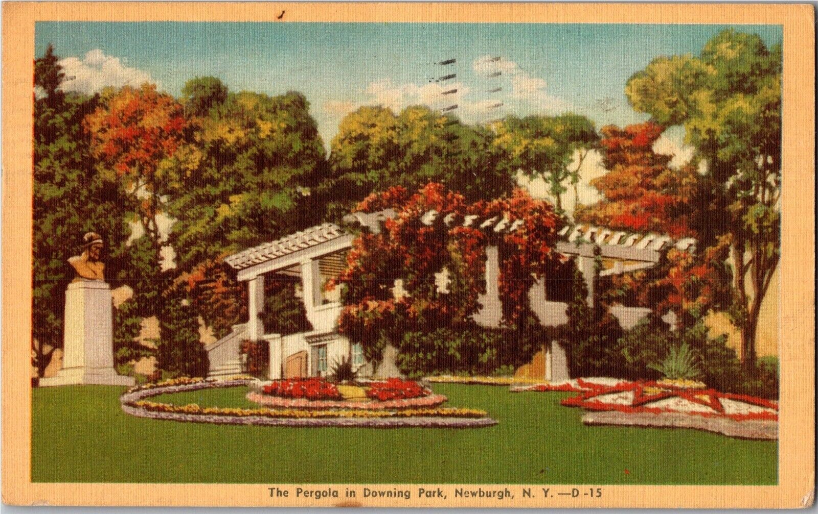 Pergola in Downing Park, Newburgh NY c1946 Vintage Postcard V01