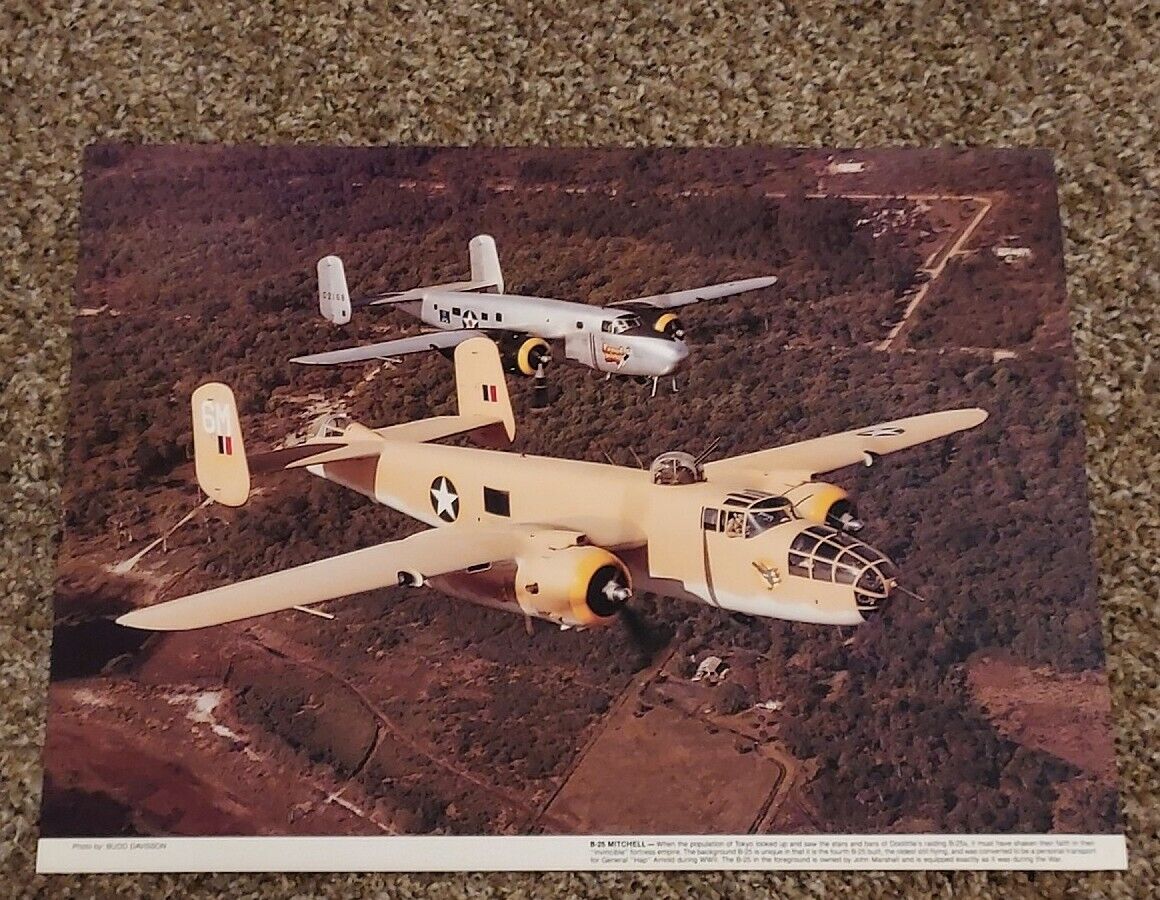 New Budd Davisson WWII Military Airplane 12x16 In Flight Photo B-25 Mitchel