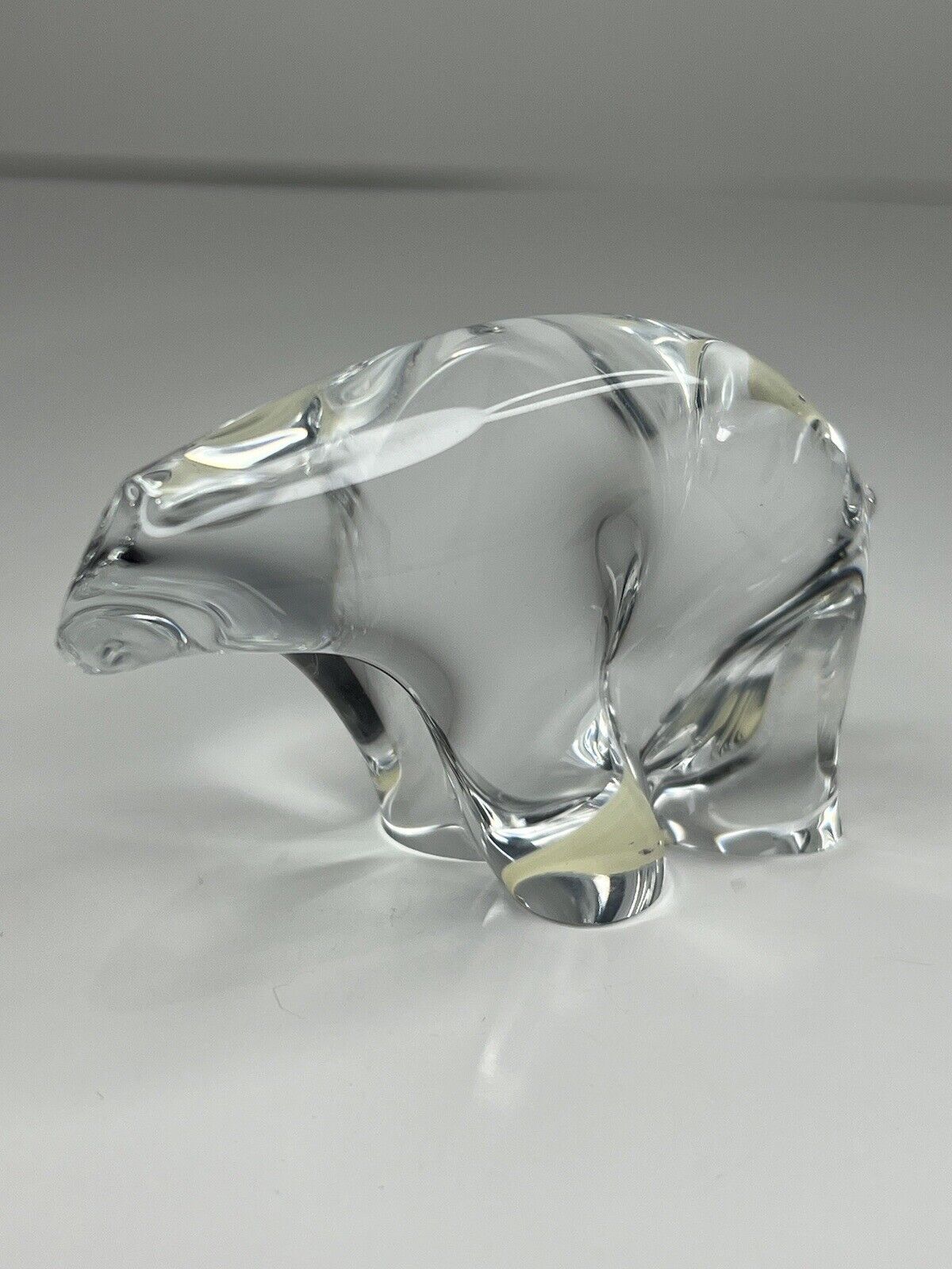 Vintage Randsfjord Glass Hand Blown Polar Bear Paperweight Made In Norway Tag