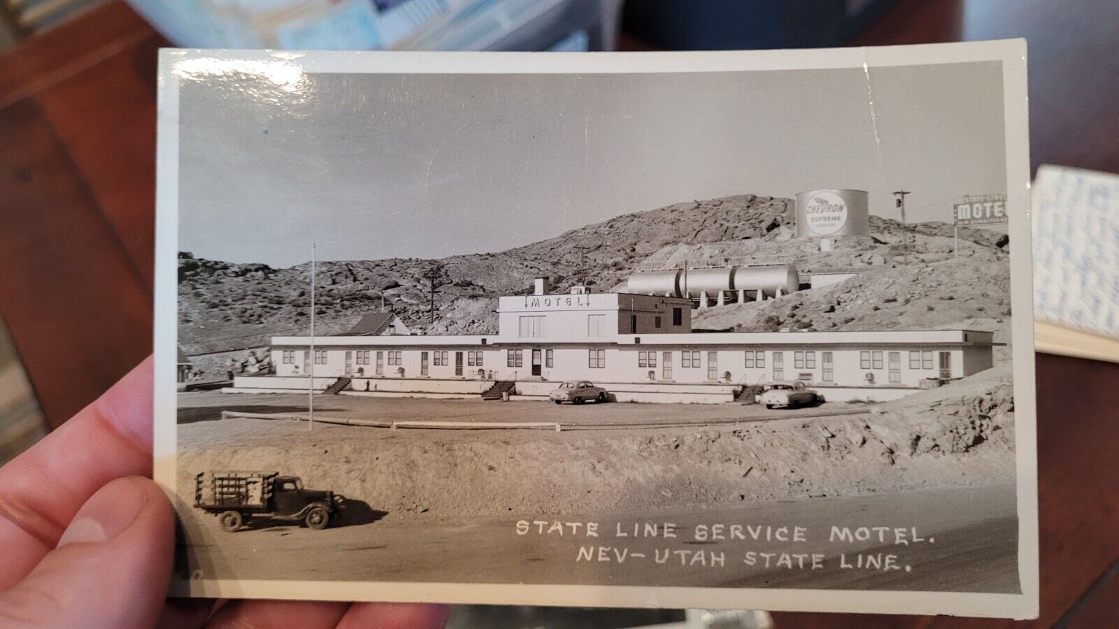 RPPC State Line Service Motel Nevada Utah 1956 Vintage Post Card - C3