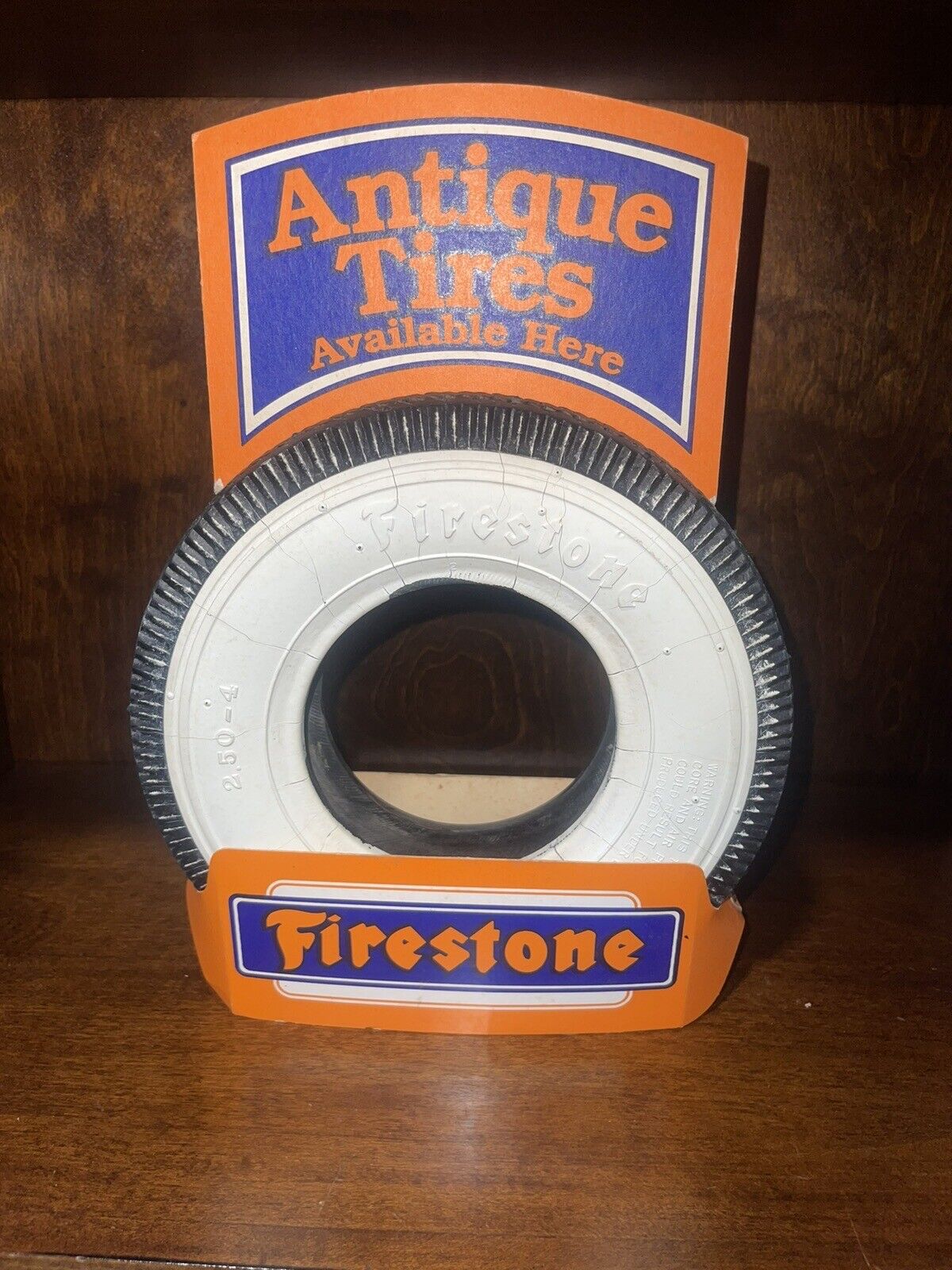 Firestone Tire Counter Display w/ 2.50-4 Tire Coker Chattanooga TN Vintage