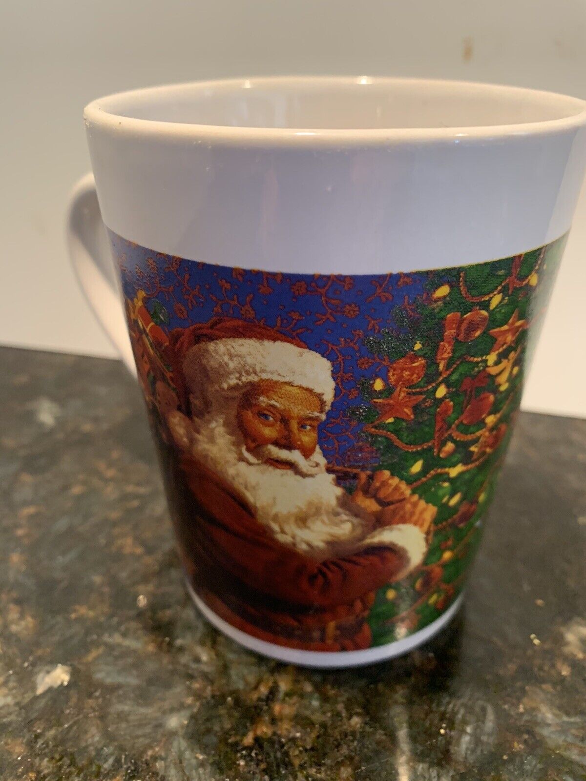 Christmas Coffee Mug Royal Norfolk Stoneware Santa by the tree Farmhouse