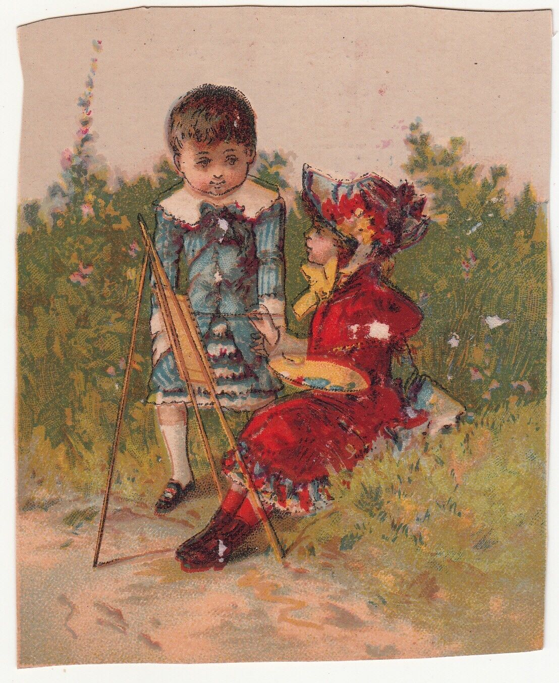 Stoutenburgh & Co Clothing Newark NJ Child Artist in Field Vict Card c1880s