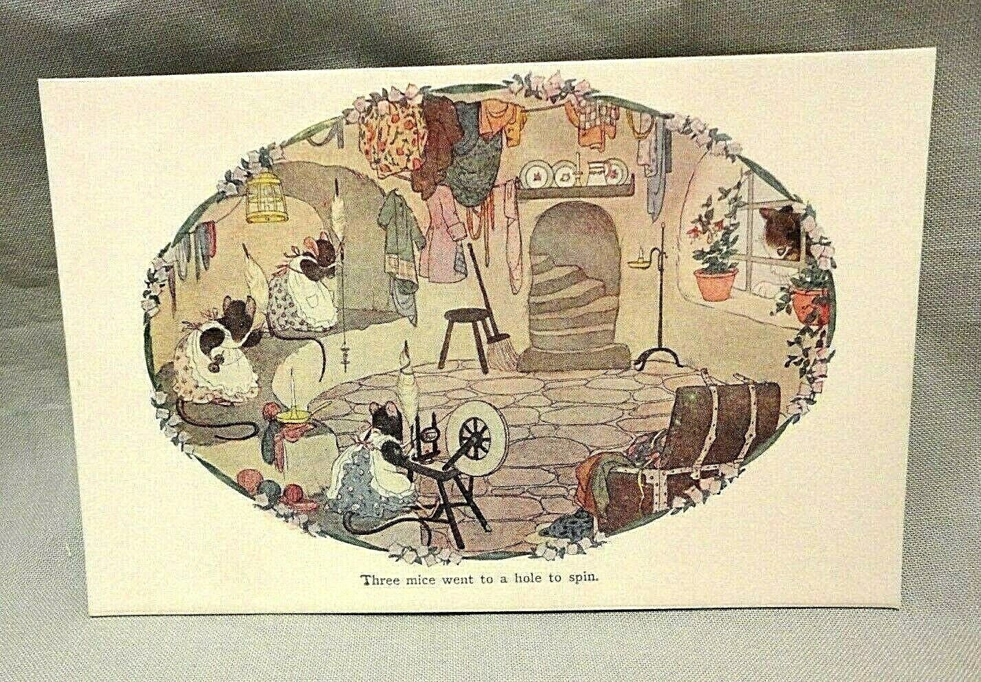 H Willebeek Le Mair Augener Postcard Small Rhymes 3 Mice Went to a Hole to Spin