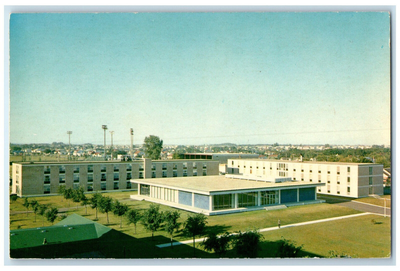 c1950\'s Men\'s and Ladies Residences Brandon College Manitoba Canada Postcard