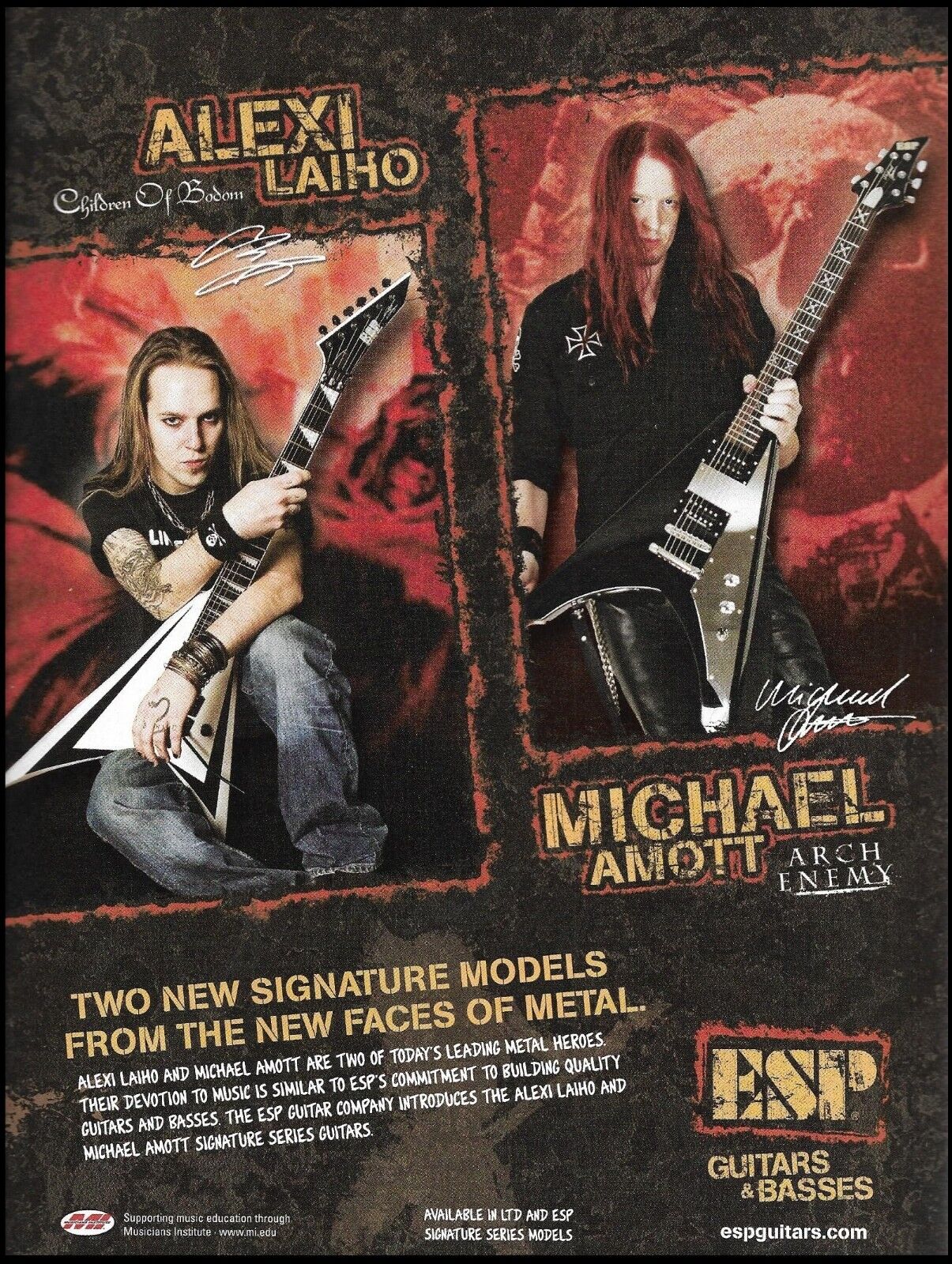 ESP Alexi Laiho Children of Bodom Michael Amott Arch Enemy Signature Guitar ad
