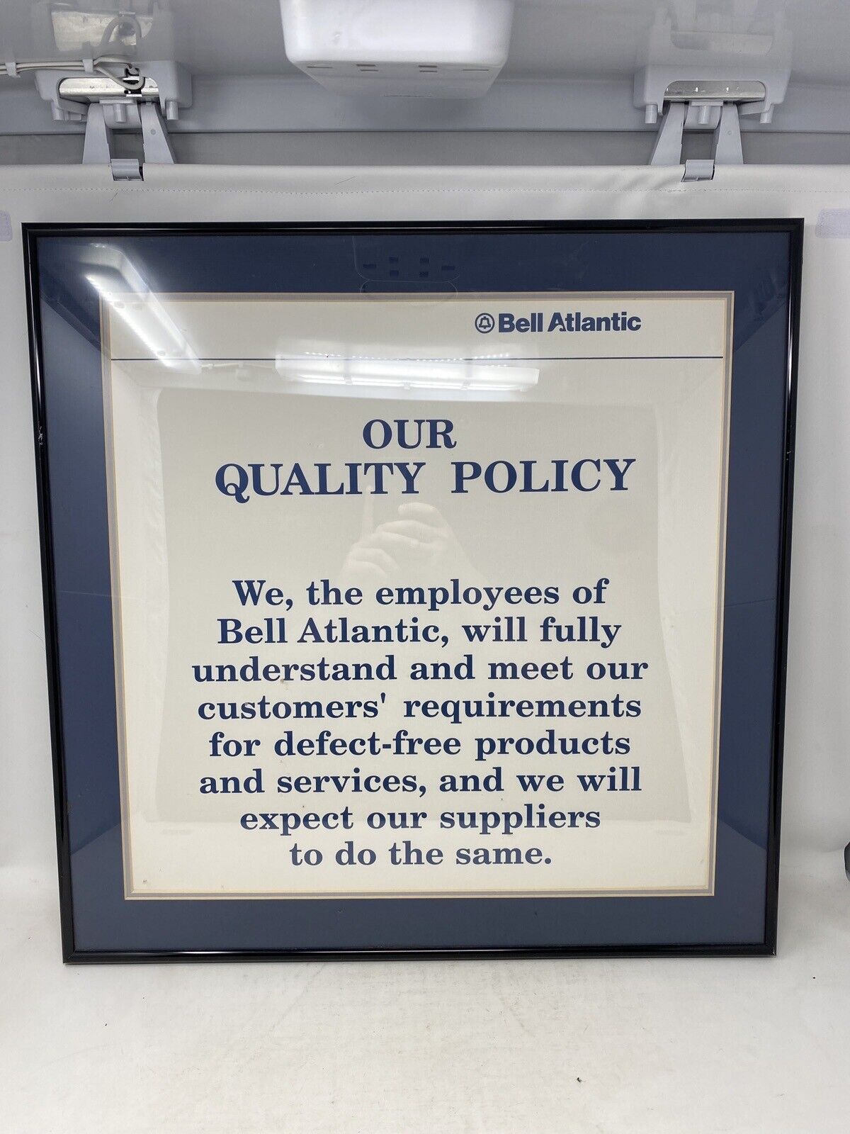 Bell Atlantic Telephone Quality Policy Framed Print Blue Border Authentic Vtg