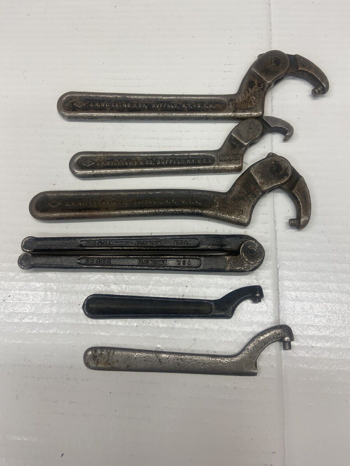 Vintage J.H. Williams Spanner Wrenches Set of 6