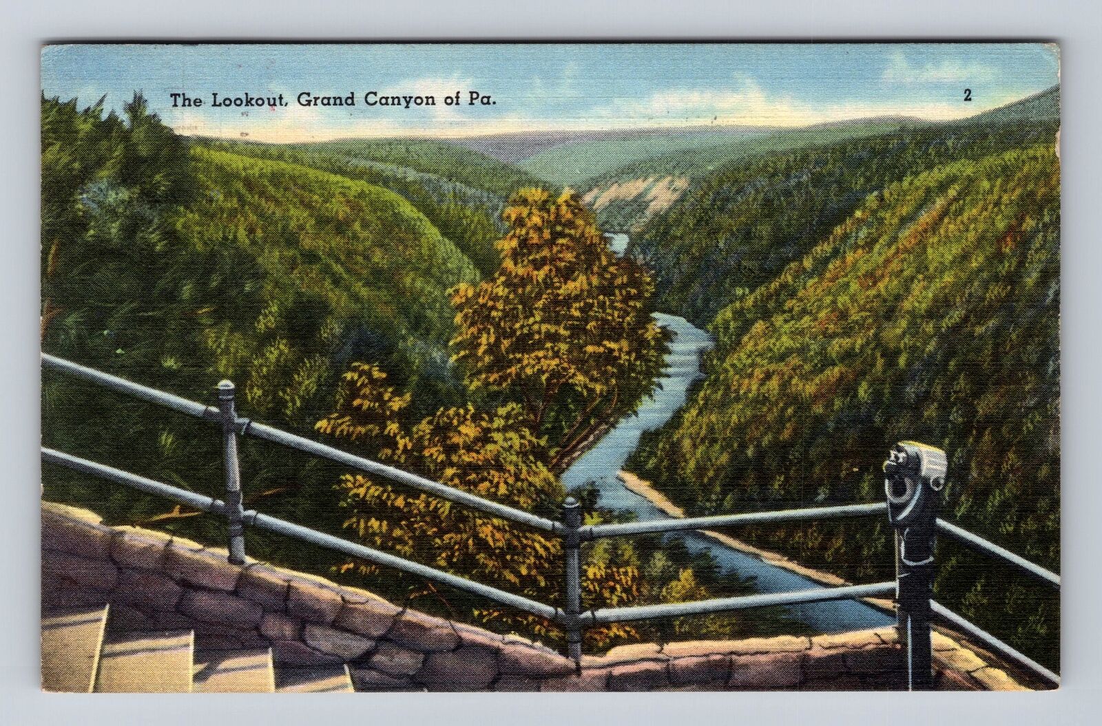 Grand Canyon PA-Pennsylvania, The Lookout, Antique, Vintage c1940 Postcard