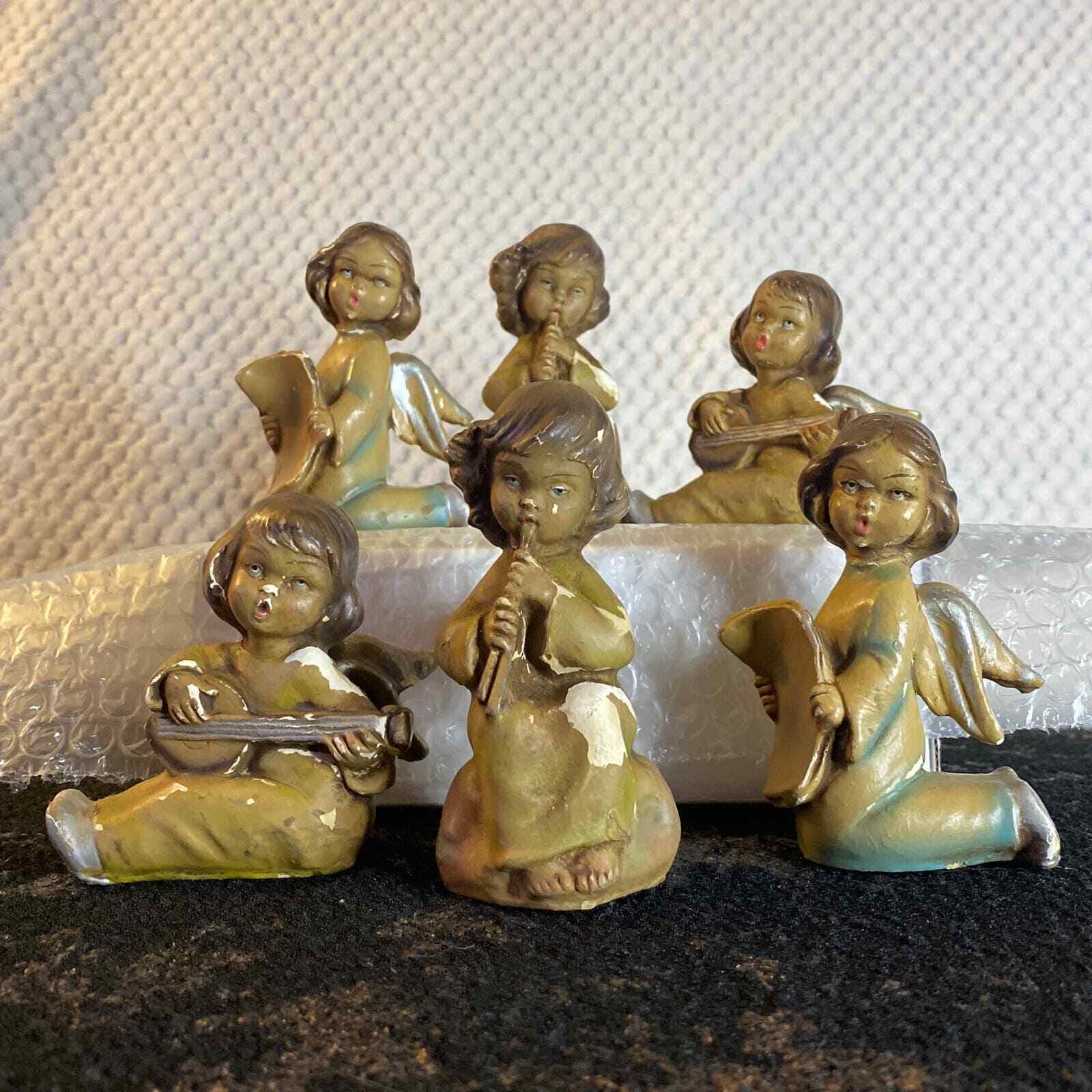 Vintage Made in Italy Italian Cherubs Angel Musician Ornaments wood USED