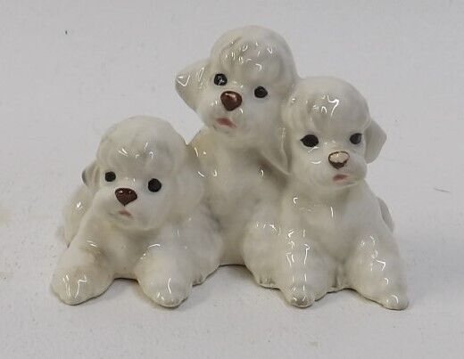 Vintage Enesco Japan Poodle Dog Family One Piece Figurine