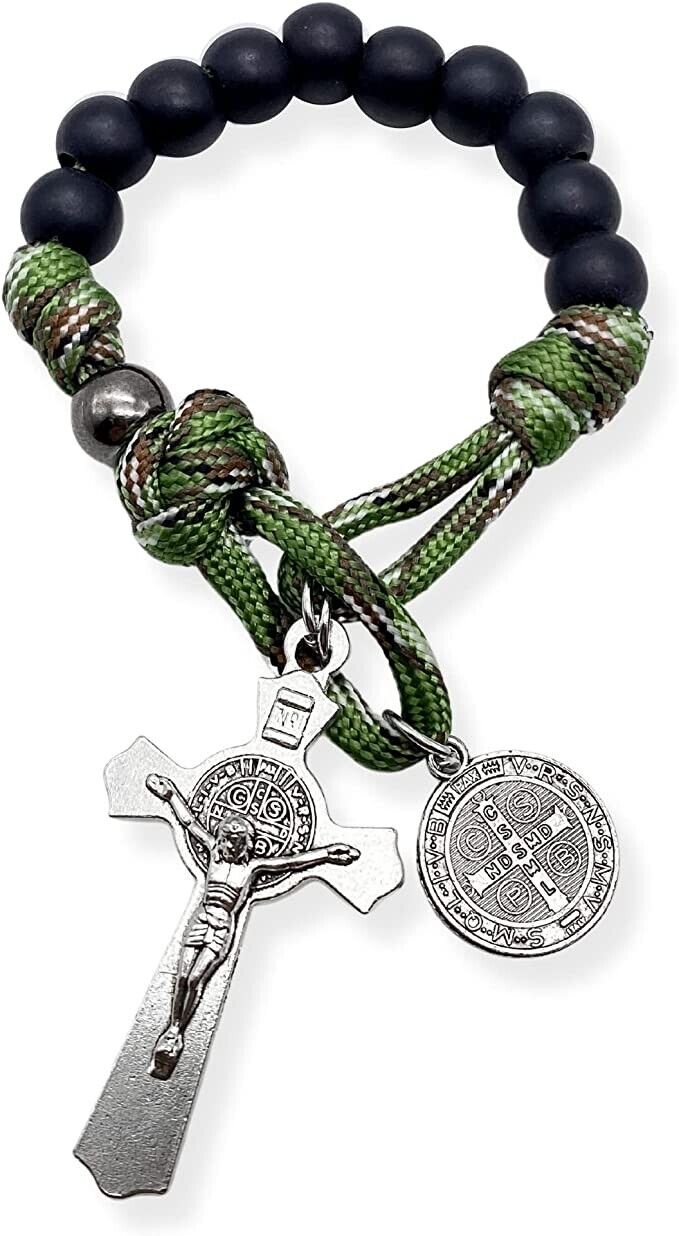 St. Benedict One Decade Paracord Rosary Beads Pocket / Bracelet Prayer Rosary