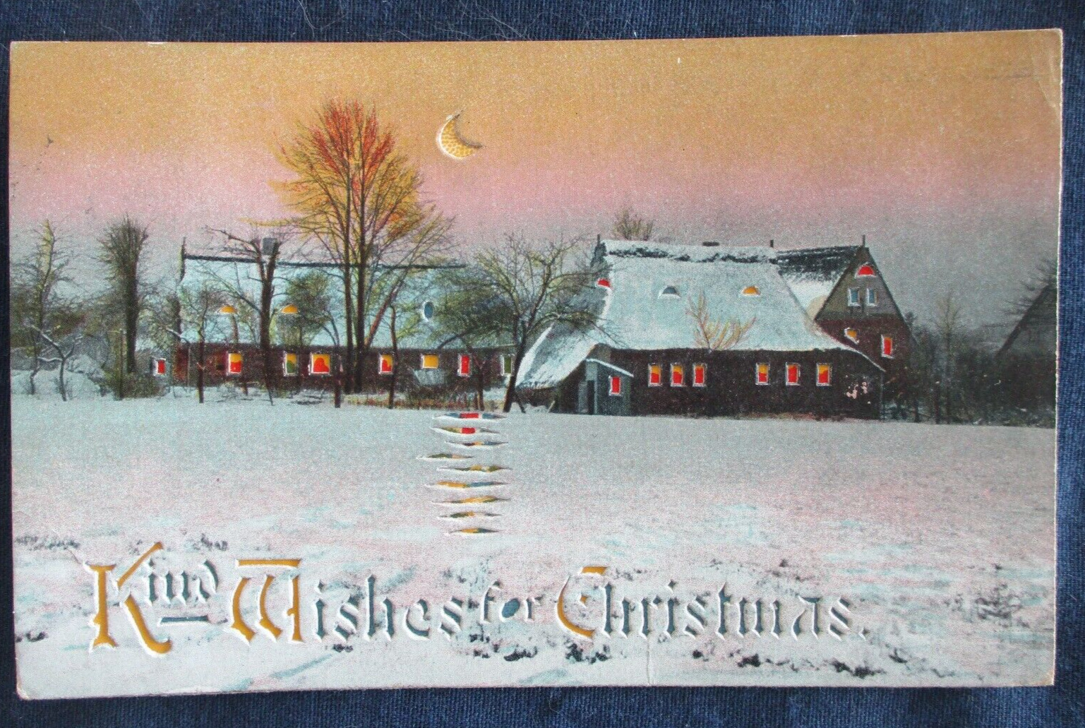 1908 Christmas Greeting Postcard HTL Hold to the Light
