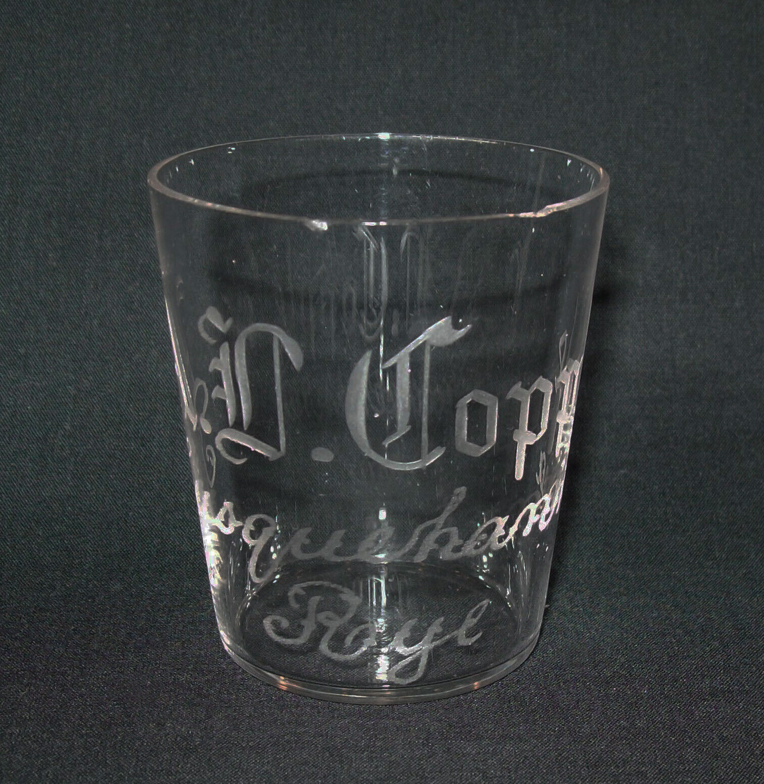 Old Antique Vtg Ca 1900s Pre Pro Etched Shot Glass A. D. Copple Susquehanna Rye