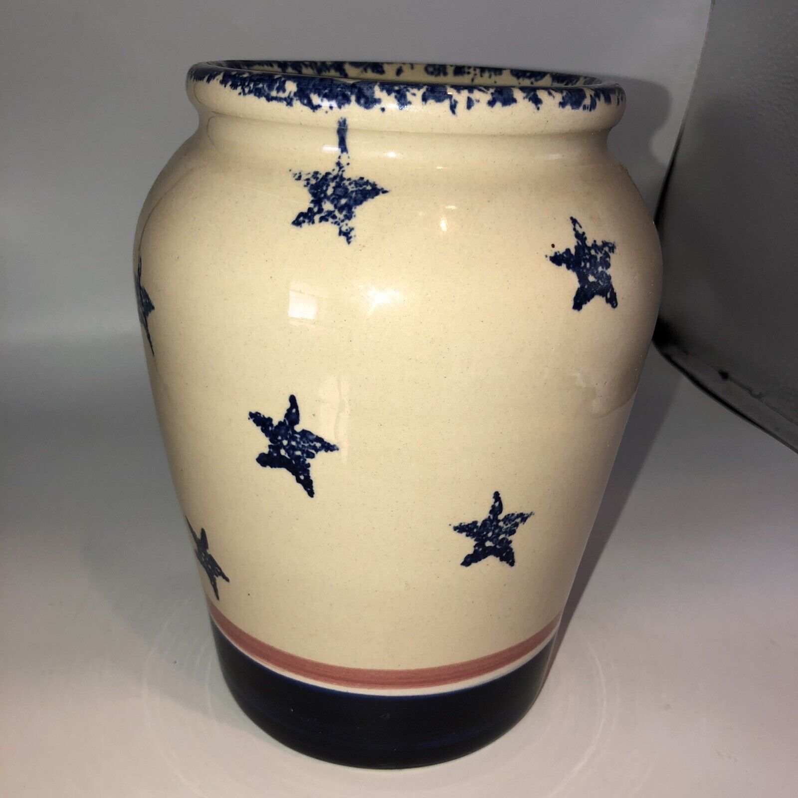 Yesteryears Marshall Stars Pottery Crock Nice Vase Or Utensils Holder Fun
