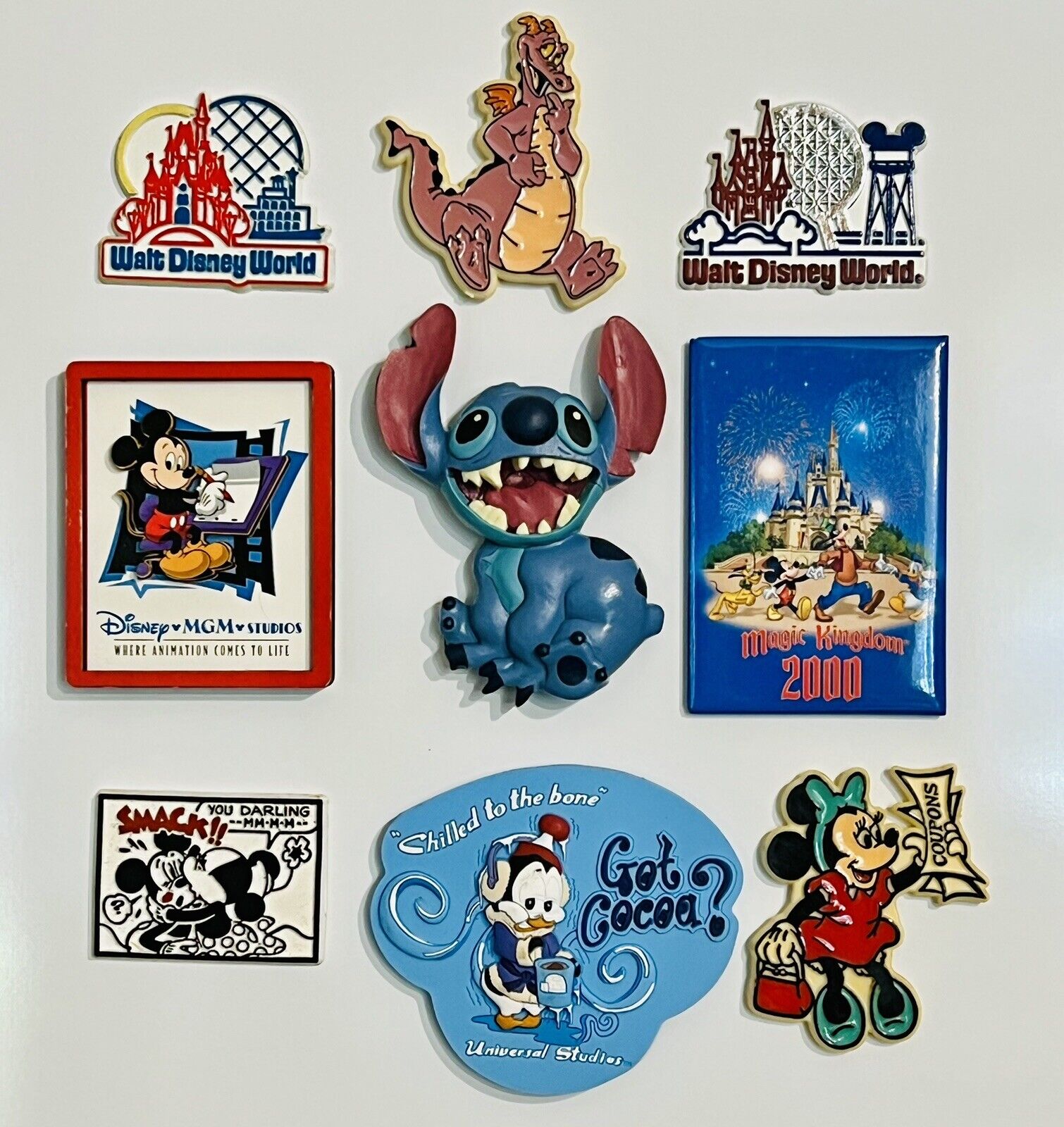 Vintage Walt Disney World Fridge Magnets Lot Epcot Figment Stitch Minnie Mickey