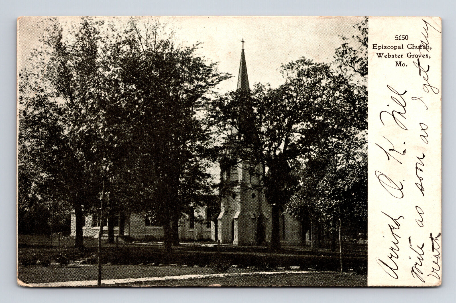 1908 Episcopal Church Webster Groves MO St Louis County Adolph Selige Postcard
