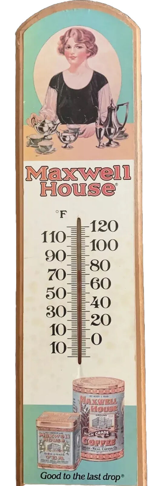 Vintage Maxwell House Good to the Last Drop Thermometer 18”x5”