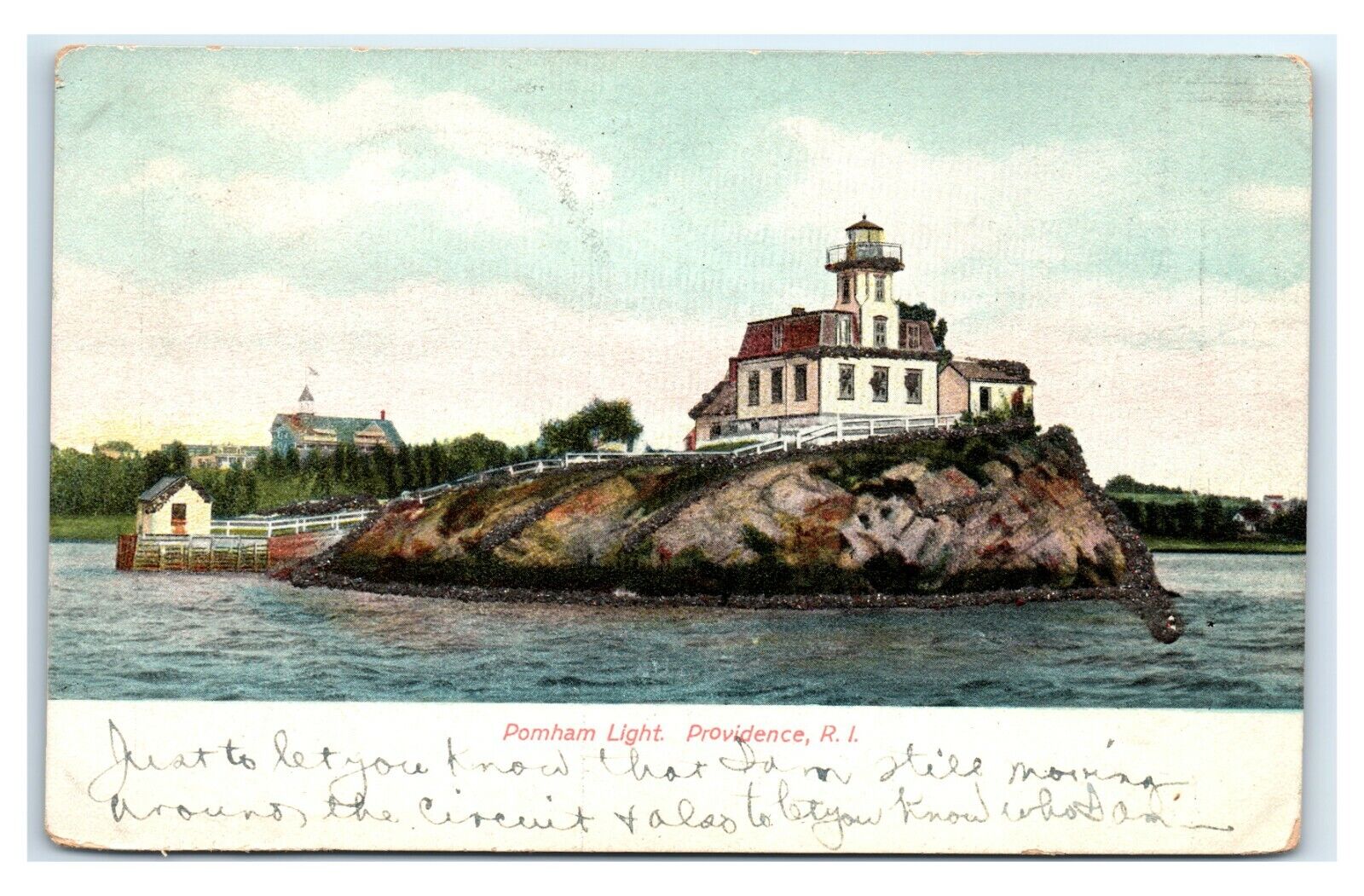 Postcard Pomham Light, Providence RI glitter 1906 I51