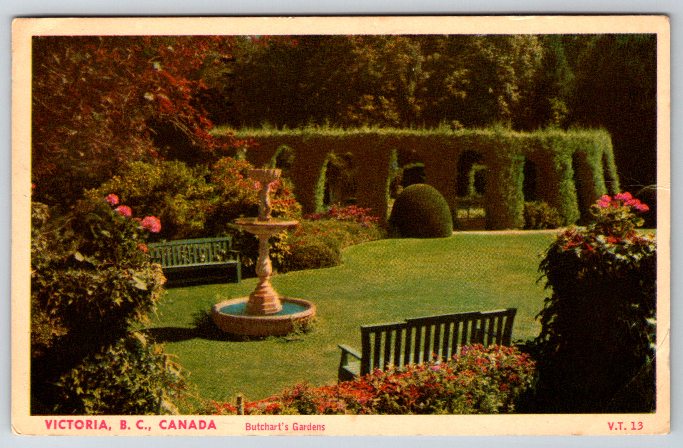 c1960s Victoria British Columbia Canada Butchart\'s Gardens Vintage Postcard