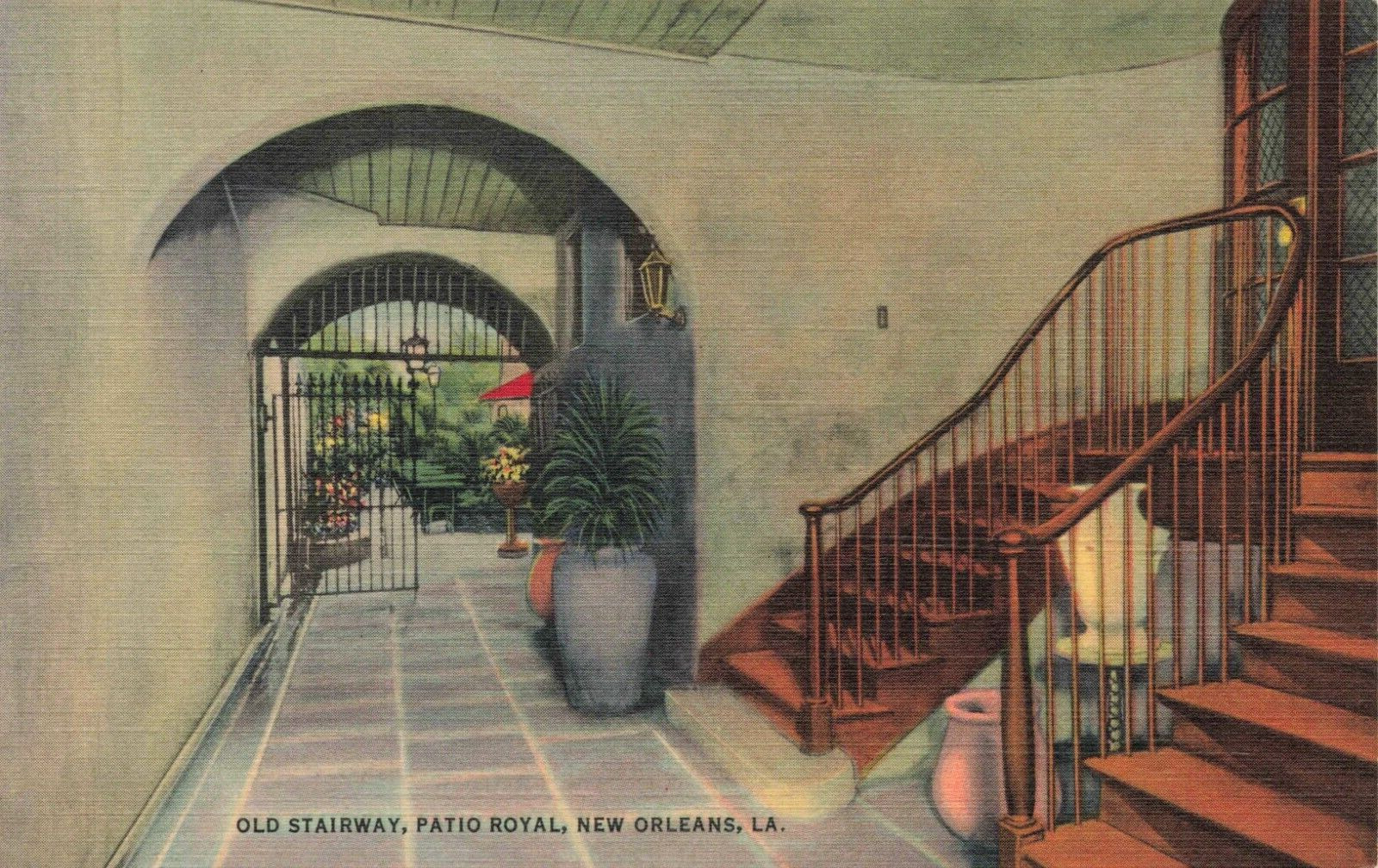 Postcard Old Stairway Patio Royal New Orleans Louisiana LA Home Paul Morphy