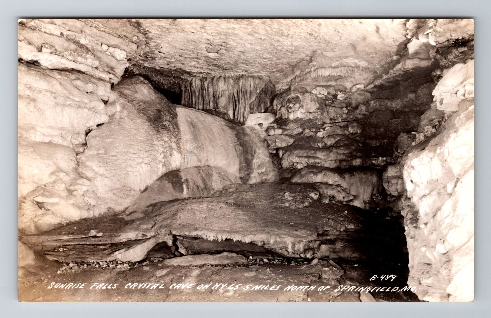 Springfield MO-Missouri RPPC, Sunrise Falls, Crystal Cave, Vintage Postcard