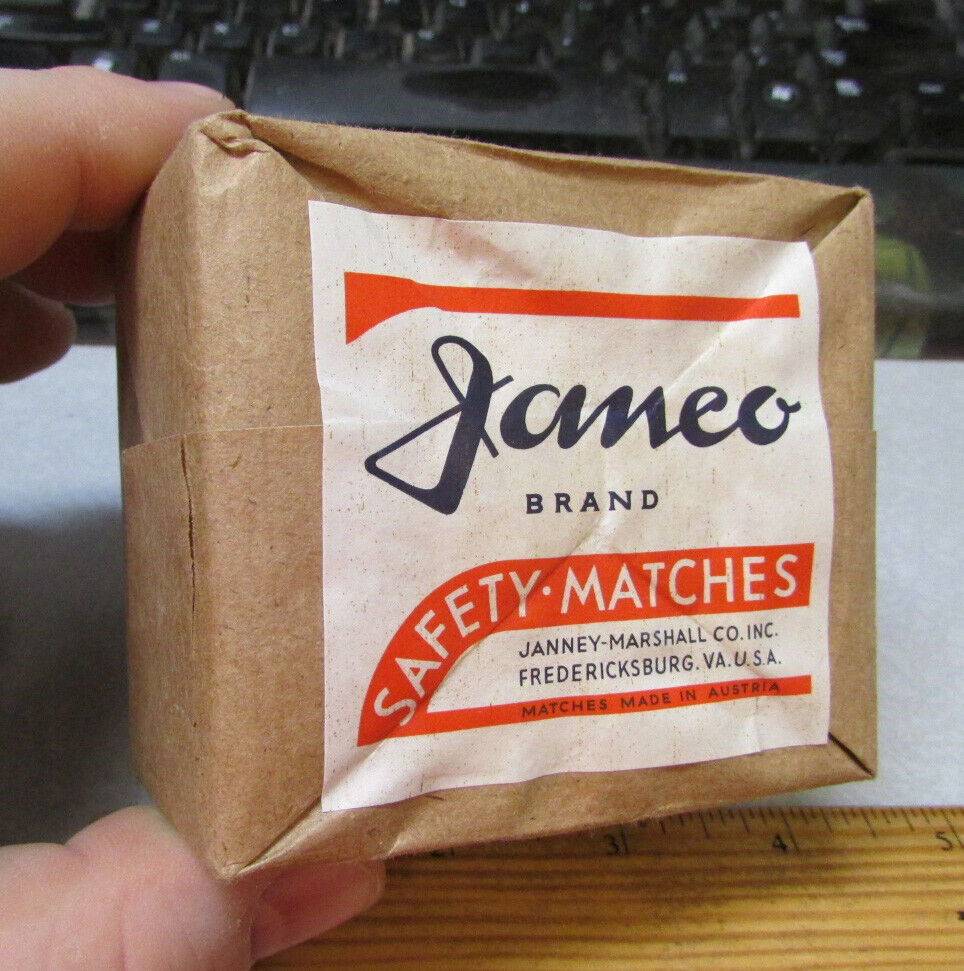 vintage New old stock Package of 10 Janco Safety Matches box, 1950s wood matches