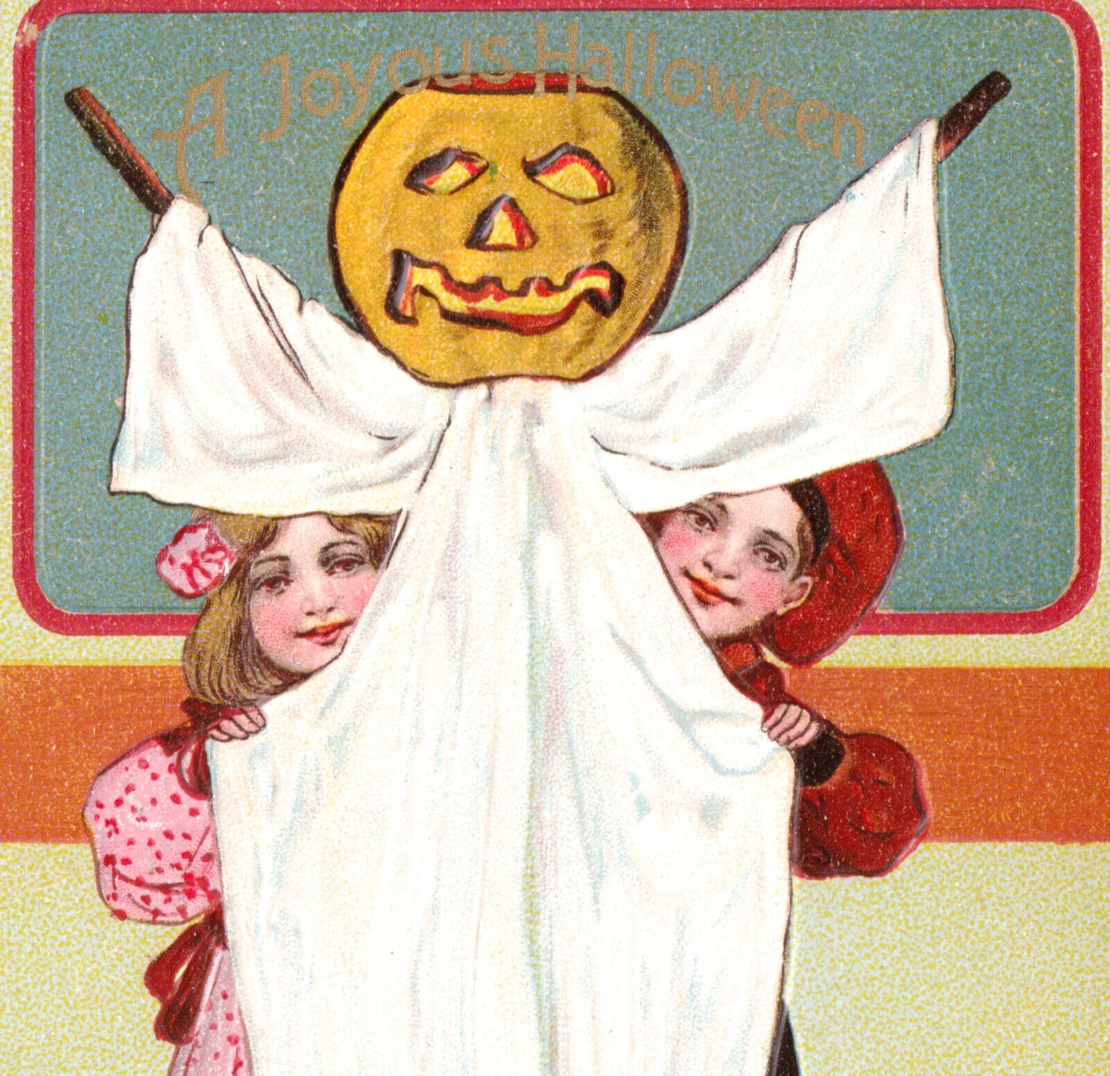 Joyous Halloween Pumpkin Ghost JOL Paul Fink Berlin 778 PFB Series 9422 PostCard