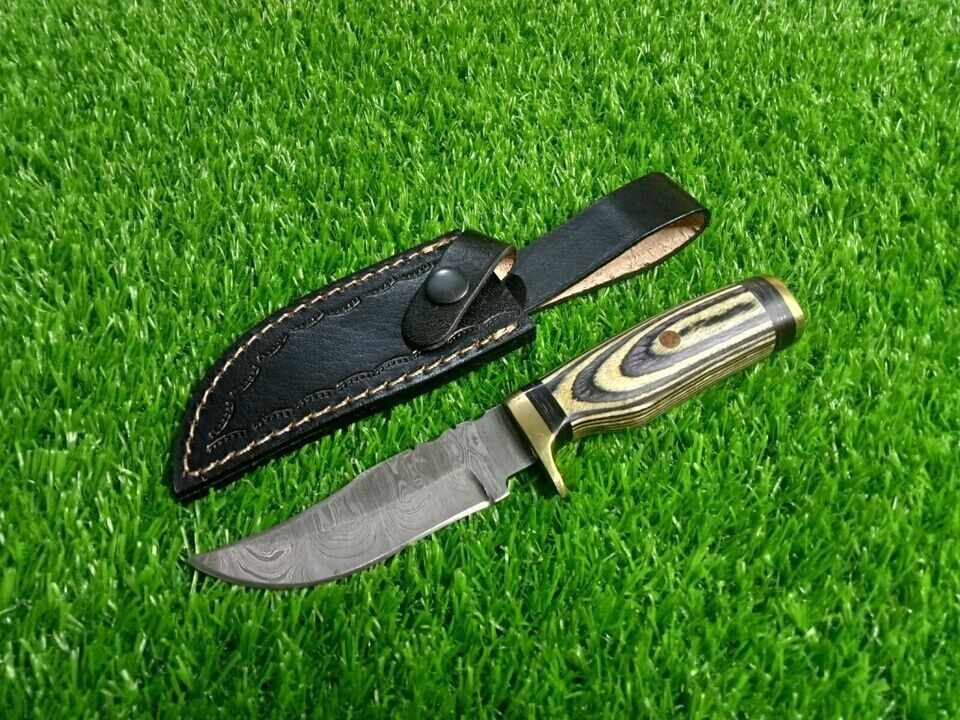 Skinner knife twist pattern Hunting Knife Modern Fixed Blade & Leather Sheath