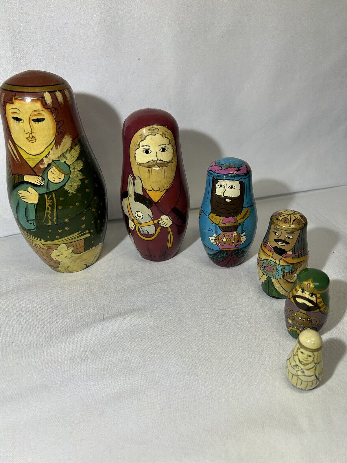 Matryoshka Wood Nativity Nesting Dolls Set of 6 Holy Family