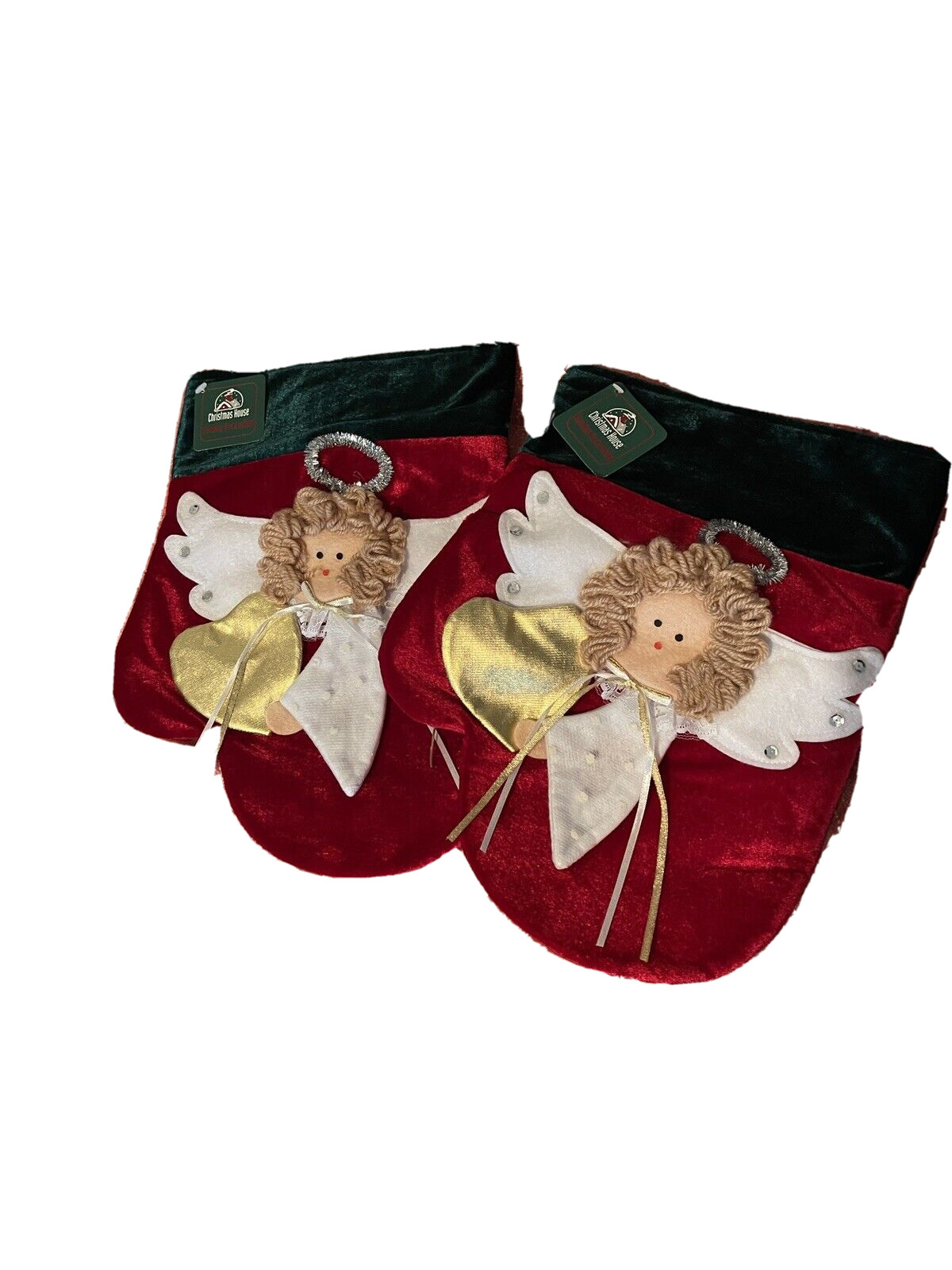 Angel Christmas Mitten Vintage Holiday Decor Set of 2 Mittens New With Tags