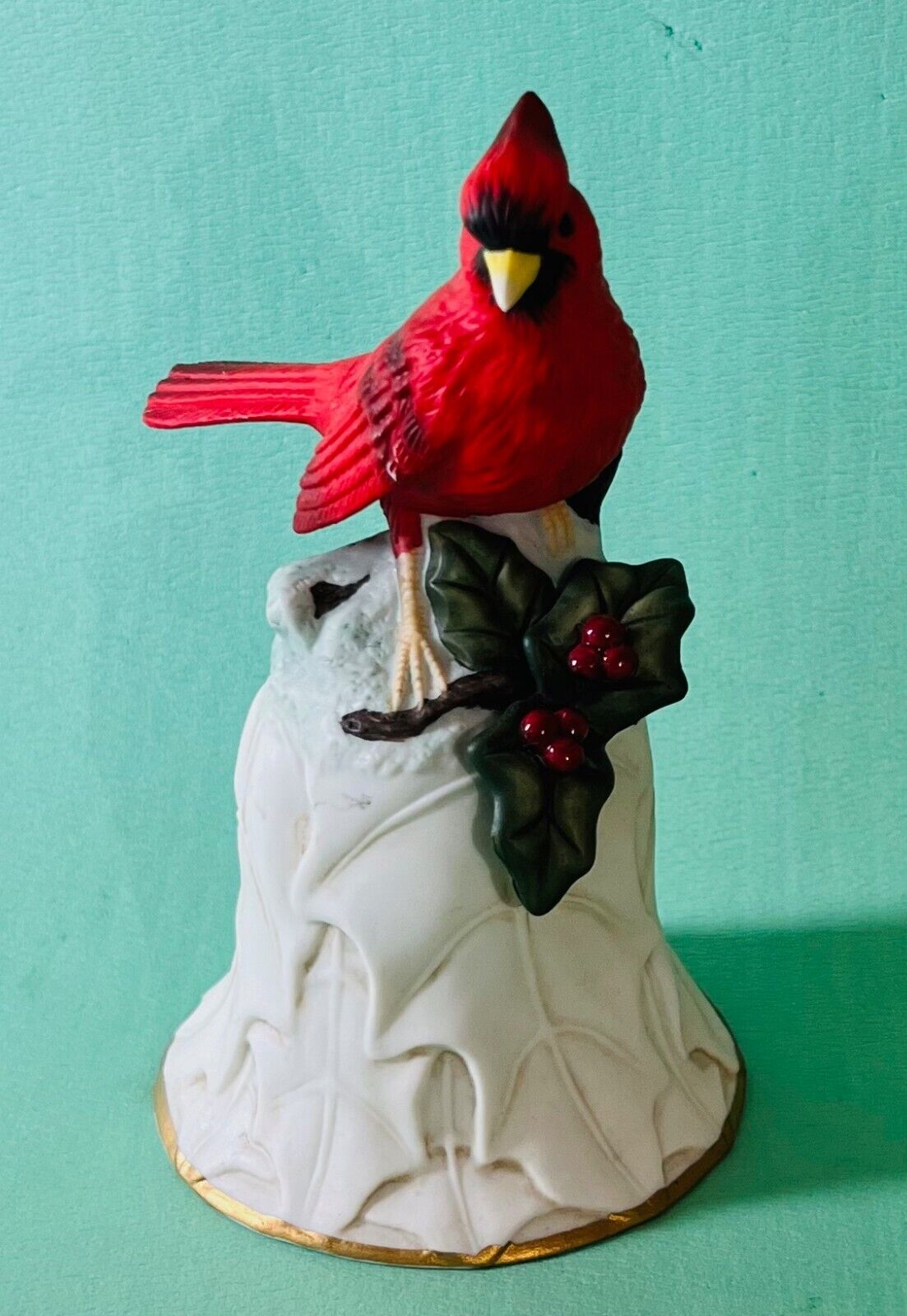 🔥Vintage AVON Christmas Cardinal Bird and Flower Porcelain Bell