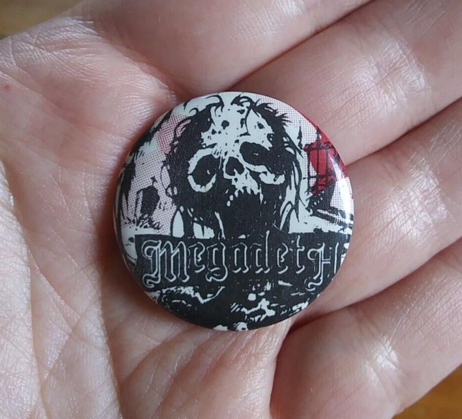 80s Vintage ~ MEGADEATH ~ Rock Metal Band Thrash Music Album Pin Badge Button