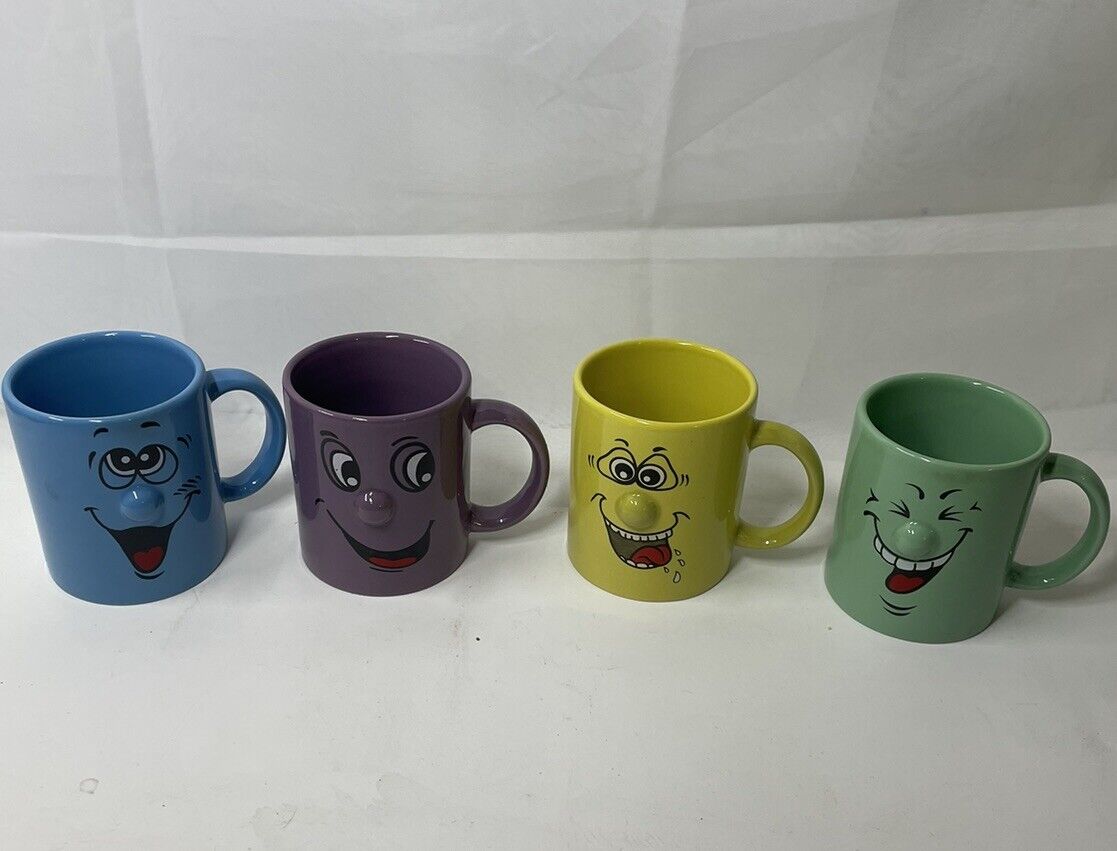 Allied Design Raised Nose Coffee Mugs Lot Of Four
