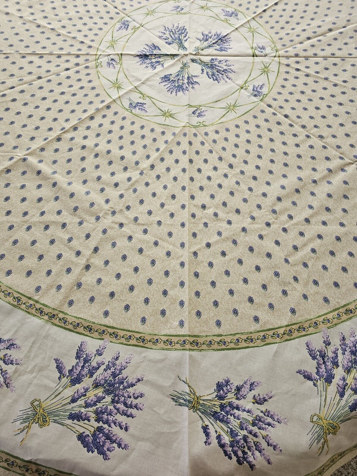 Le Chuny Lavender Cream Tablecloth Round French Country Provincial Coated Cotton