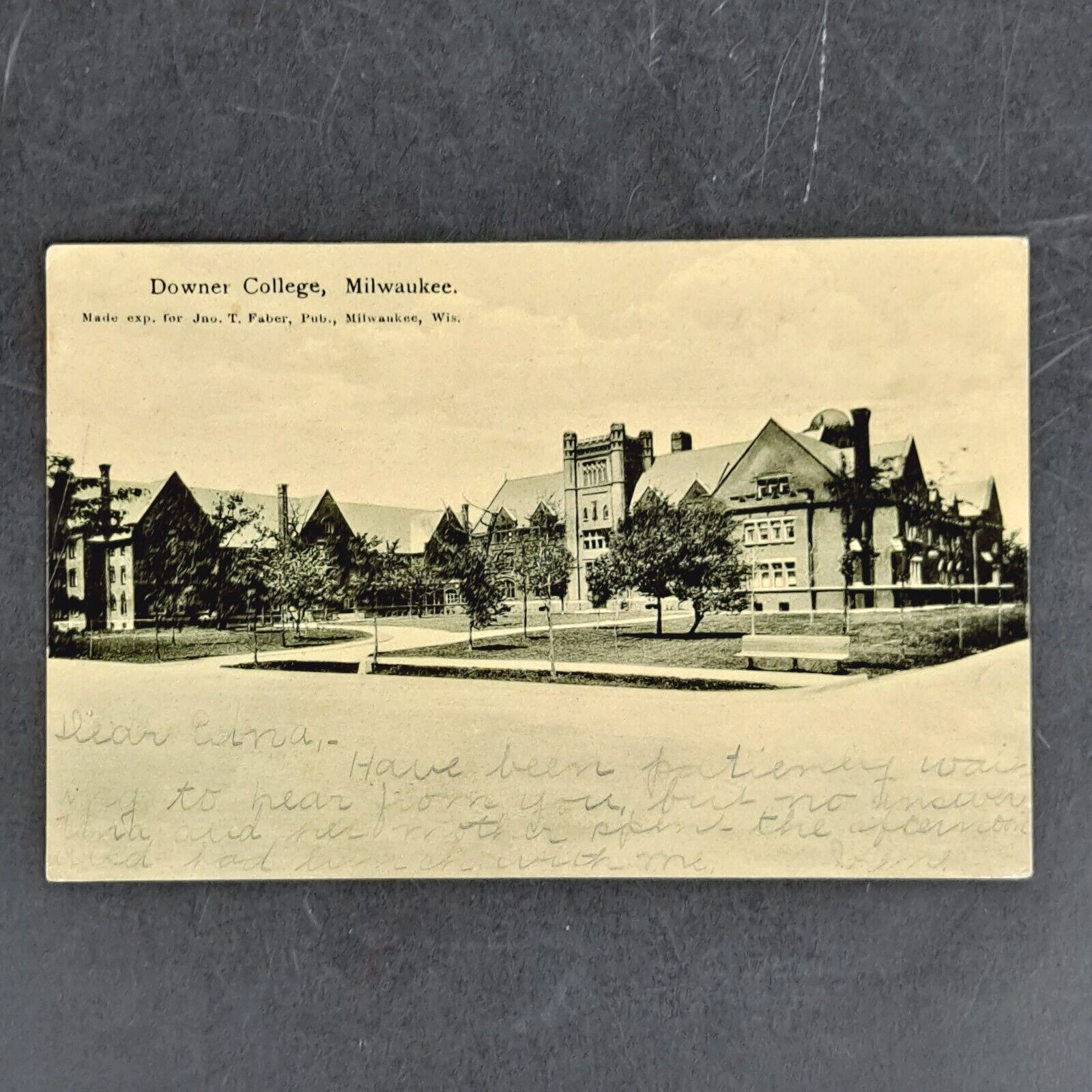 ANTIQUE 1906 LITHO POST CARD DOWNER COLLEGE MILWAUKEE, WI UDB POSTCARD - POSTED