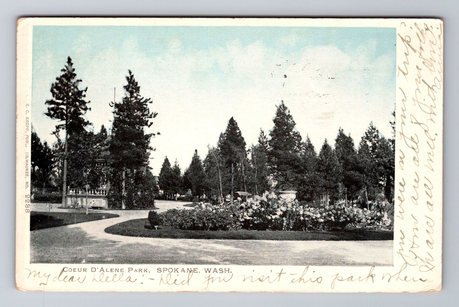 Spokane WA-Washington, Coeur D'Alene Park, Antique Vintage c1909 Postcard