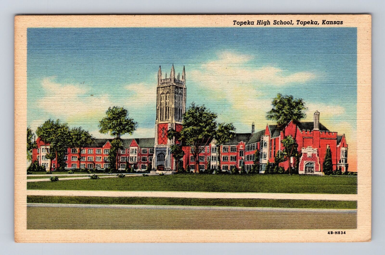 Topeka KS-Kansas, Topeka High School, Antique Vintage Souvenir Postcard