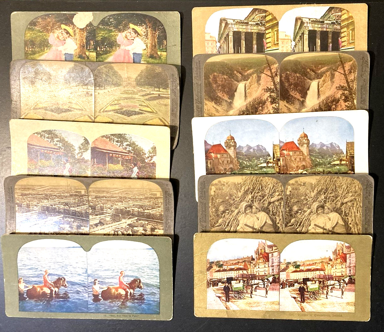 Lot of 10 Stereoview Cards Various Topics #12