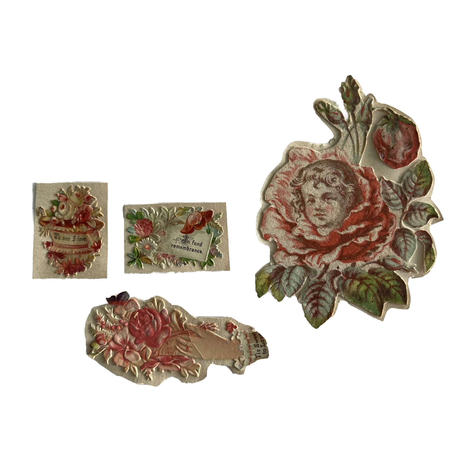 Antique Victorian Era Die Cut Floral Scrapbook Cards Craft Love Rememberance
