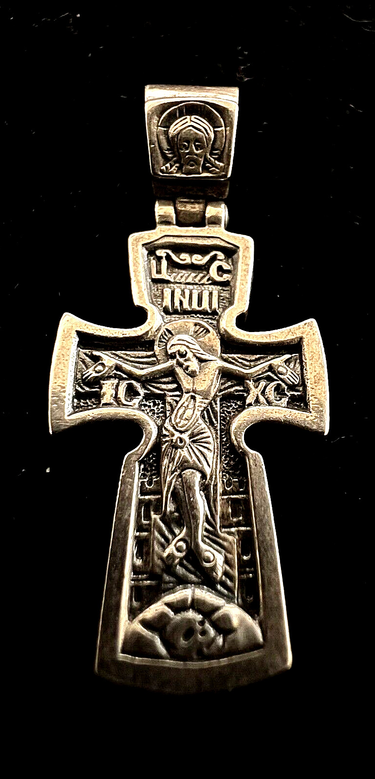 Vintage 925 Silver Ukrainian USSR Era Jesus & Peter Cross  4.52 gr. 1.25\