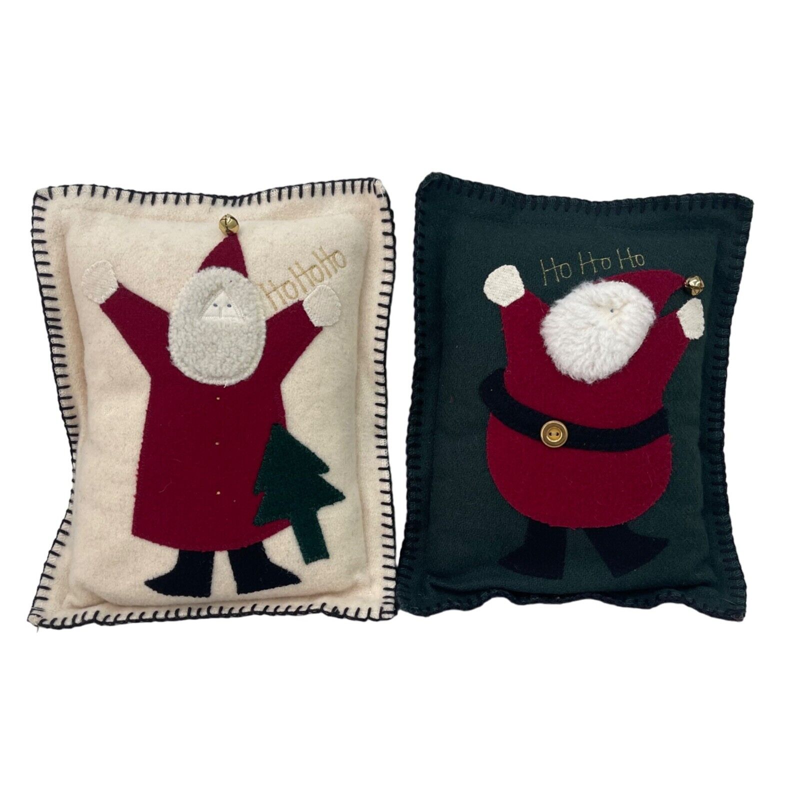 VTG 1999 Woof & Poof Santa Applique Throw Pillow Bundle Christmas Holiday Decor