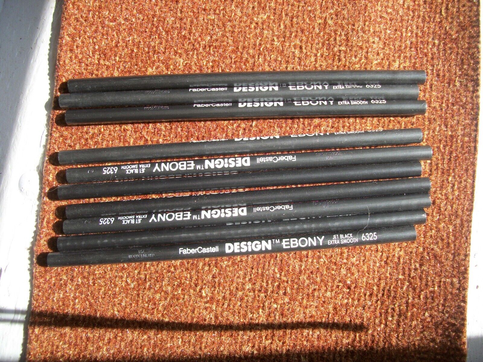 (10)Vintage Faber Castell Design Ebony Wood Pencils, 6325 Jet Black Extra Smooth