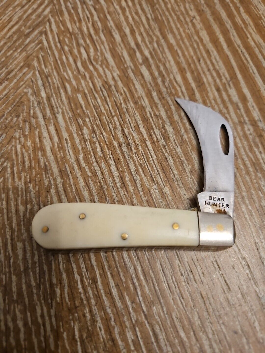 Solingen Hawkbill Pocket Knife - Ivory - Bear Hunter - Stainless Steel