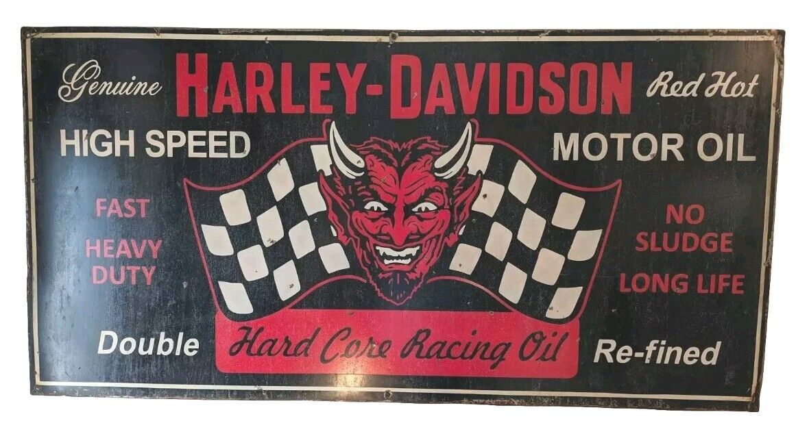 Vintage Original Epic Harley-Davidson Red Devil  Motor Oil Red Hot Racing Oil...